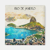 Kleurrijke Rio de Janeiro Brazilië Stadsschilderij Magneet (Voorkant)