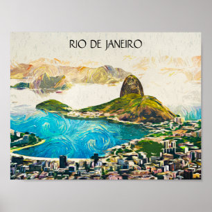 Kleurrijke Rio de Janeiro Brazilië Stadsschilderij Poster