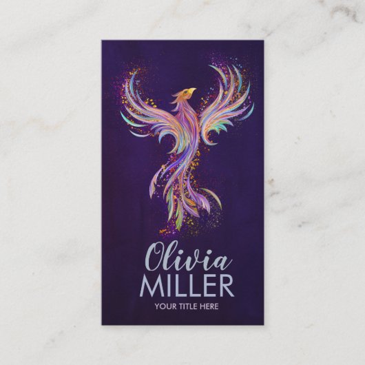 Kleurrijke Rising Phoenix Bird Visitekaartje (Voorkant)