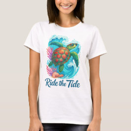 KLEURRIJKE RIT DE GOLF SCHILDPAD IN DE OCEAAN T-SHIRT