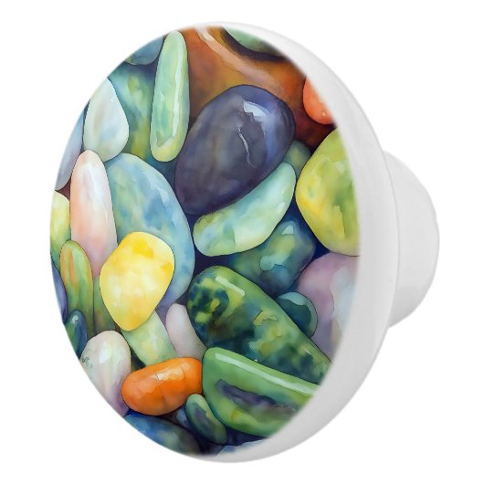 Kleurrijke River Pebbles Abstracte Natuur Waterver Keramische Knop (Rechts)