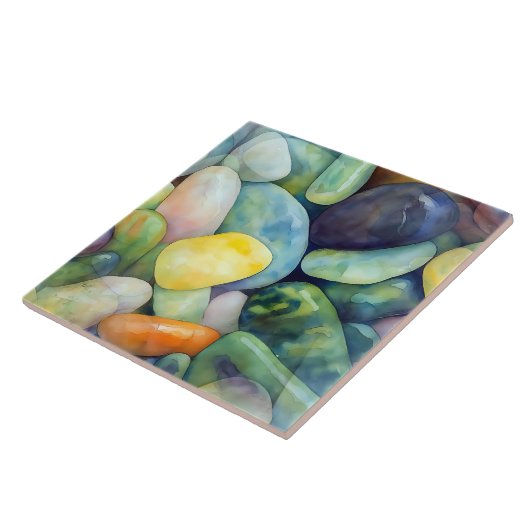 Kleurrijke River Stones Kleurrijke Pebbles Waterve Tegeltje (Zijkant)