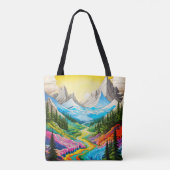 Kleurrijke River Valley Illustratie Tote Bag (Achterkant)