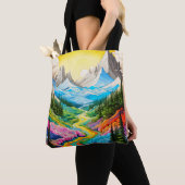 Kleurrijke River Valley Illustratie Tote Bag (Dichtbij)