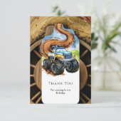 Kleurrijke Road Wheels Monster Truck Verjaardag Bedankkaart (Staand voorkant)