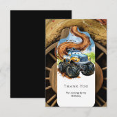 Kleurrijke Road Wheels Monster Truck Verjaardag Bedankkaart (Voorkant / Achterkant)