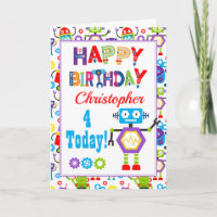 Kleurrijke Robot Happy Birthday