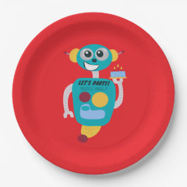 Kleurrijke Robot Jongens Verjaardag  Papieren Bordje