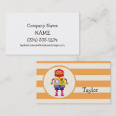 Kleurrijke Robot op Oranje Strepen Visitekaartje (Voorkant / Achterkant)