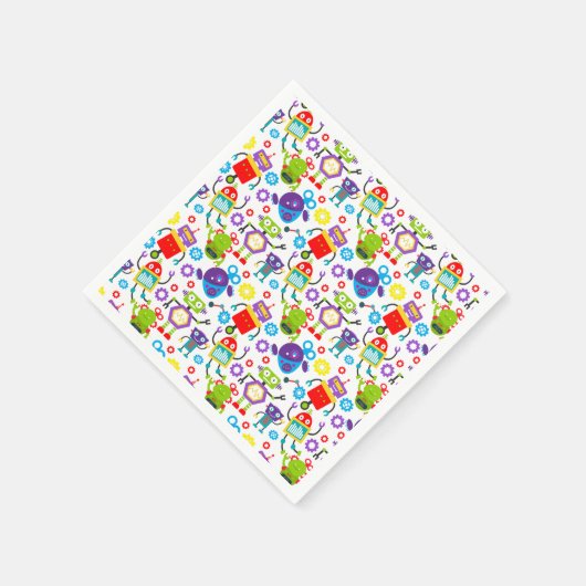 Kleurrijke Robot Party Servet (Hoek)