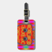 Kleurrijke robot schedel schilderen bagagelabel (Voorkant verticaal)