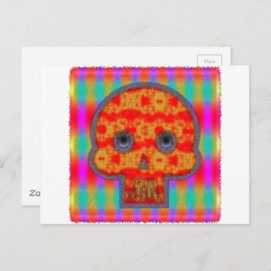 Kleurrijke robot schedel schilderen briefkaart (Voorkant / Achterkant)