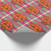 Kleurrijke robot schedel schilderen cadeaupapier (Hoek)