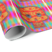 Kleurrijke robot schedel schilderen cadeaupapier (Rol Hoek)