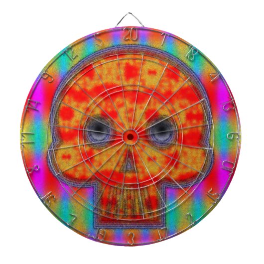 Kleurrijke robot schedel schilderen dartbord (Voorkant)