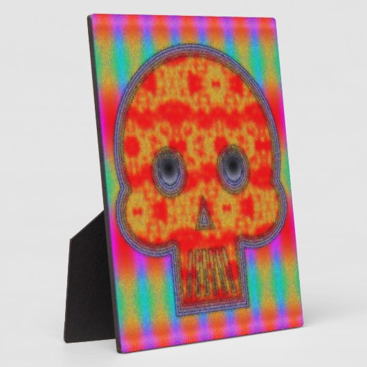 Kleurrijke robot schedel schilderen fotoplaat (Zijkant)