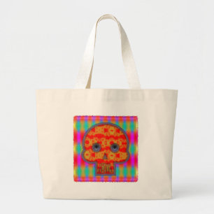 Kleurrijke robot schedel schilderen grote tote bag