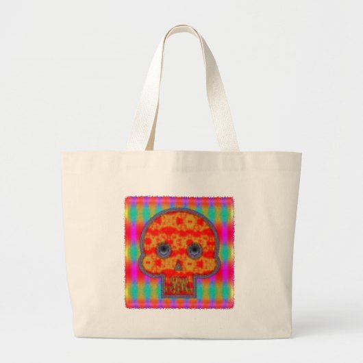 Kleurrijke robot schedel schilderen grote tote bag (Voorkant)