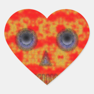 Kleurrijke robot schedel schilderen hart sticker