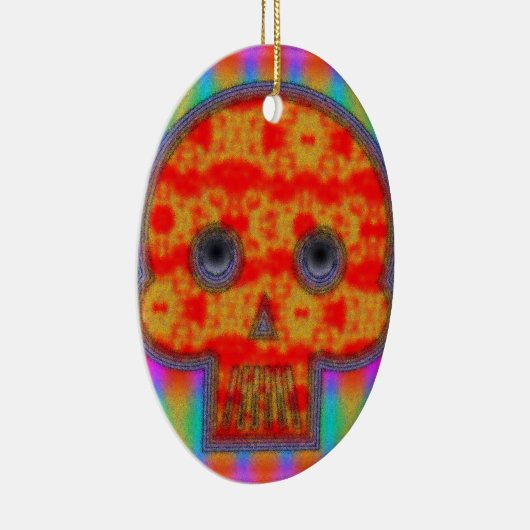 Kleurrijke robot schedel schilderen keramisch ornament (Rechts)