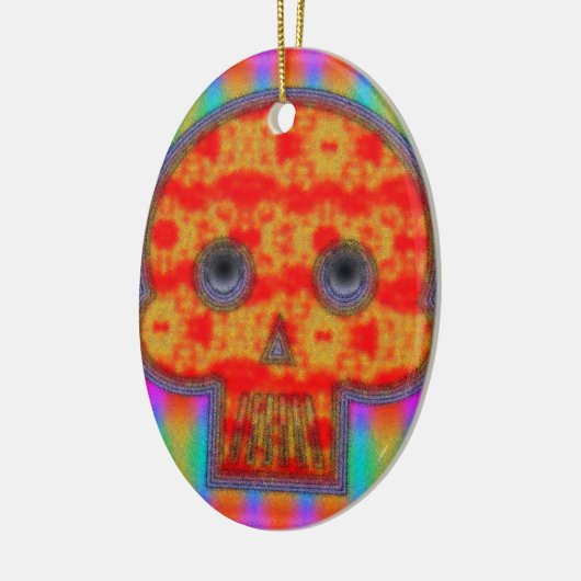 Kleurrijke robot schedel schilderen keramisch ornament (Links)