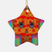 Kleurrijke robot schedel schilderen keramisch ornament (Rechts)