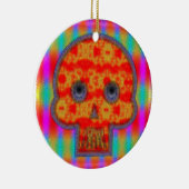 Kleurrijke robot schedel schilderen keramisch ornament (Rechts)