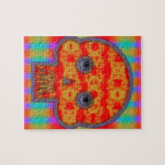 Kleurrijke robot schedel schilderen legpuzzel (Horizontaal)