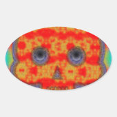 Kleurrijke robot schedel schilderen ovale sticker (Voorkant)