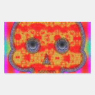 Kleurrijke robot schedel schilderen rechthoekige sticker