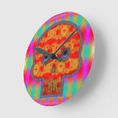 Kleurrijke robot schedel schilderen ronde klok (Hoek)