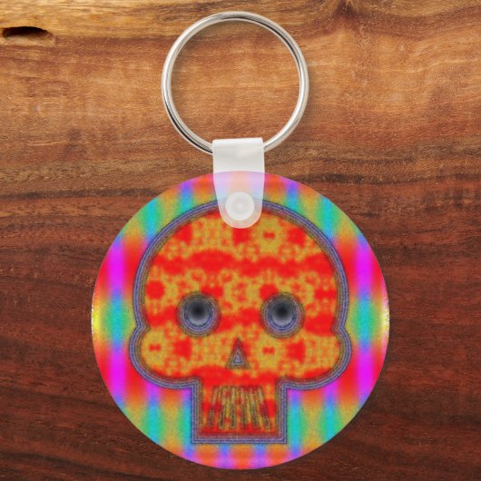 Kleurrijke robot schedel schilderen sleutelhanger (Voorkant)