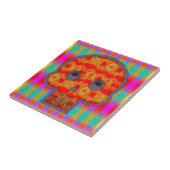 Kleurrijke robot schedel schilderen tegeltje (Zijkant)