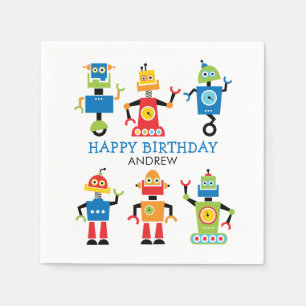 Kleurrijke Robot Verjaardagsfeest Servet
