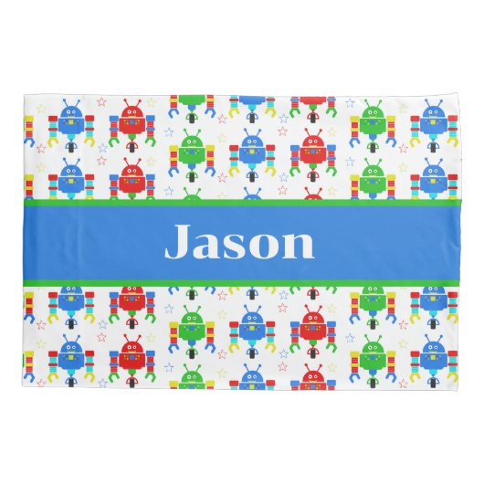 Kleurrijke Robots Kinder Gepersonaliseerd Kussensloop (Achterkant)