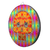 Kleurrijke robots schedel op regenboogachtergrond dartbord (Voorkant Rechts)