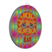 Kleurrijke robots schedel op regenboogachtergrond dartbord (Voorkant Links)