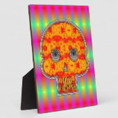 Kleurrijke robots schedel op regenboogachtergrond fotoplaat (Zijkant)