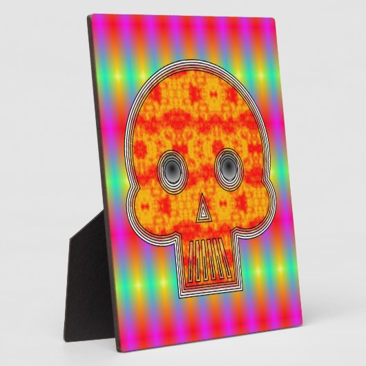 Kleurrijke robots schedel op regenboogachtergrond fotoplaat (Zijkant)