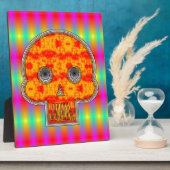 Kleurrijke robots schedel op regenboogachtergrond fotoplaat (Zijkant)