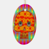 Kleurrijke robots schedel op regenboogachtergrond keramisch ornament (Rechts)