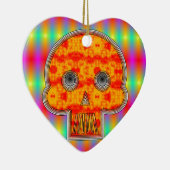 Kleurrijke robots schedel op regenboogachtergrond keramisch ornament (Rechts)