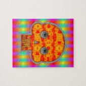 Kleurrijke robots schedel op regenboogachtergrond legpuzzel (Horizontaal)