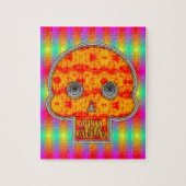 Kleurrijke robots schedel op regenboogachtergrond legpuzzel (Verticaal)