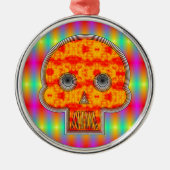 Kleurrijke robots schedel op regenboogachtergrond metalen ornament (Voorkant)