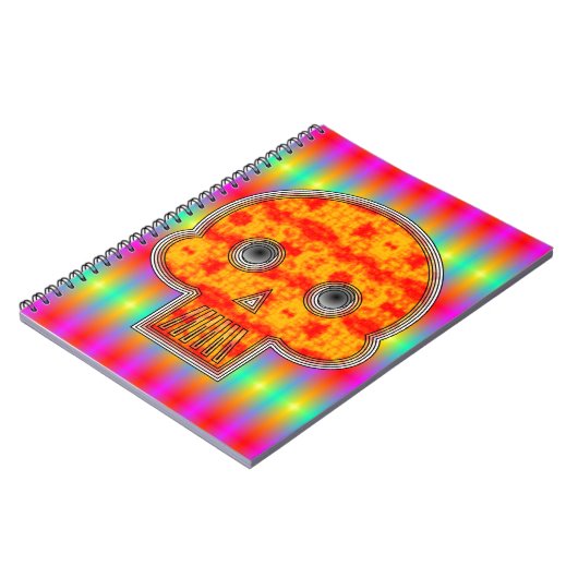 Kleurrijke robots schedel op regenboogachtergrond notitieboek (Linkerzijde)