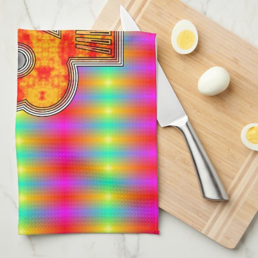 Kleurrijke robots schedel op regenboogachtergrond theedoek (Quarter Fold)