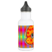 Kleurrijke robots schedel op regenboogachtergrond waterfles  (Links)