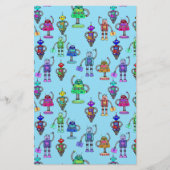 Kleurrijke robots tegen blauwe achtergrond briefpapier (Voorkant)