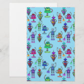 Kleurrijke robots tegen blauwe achtergrond briefpapier (Voorkant / Achterkant)